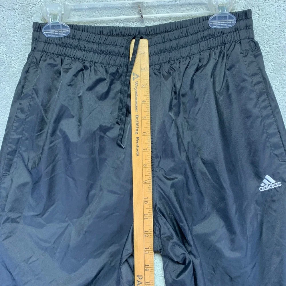 Adidas‎ Track Pants Mens Small Black Nylon Ankle Zip Stripes Drawstring Y2k